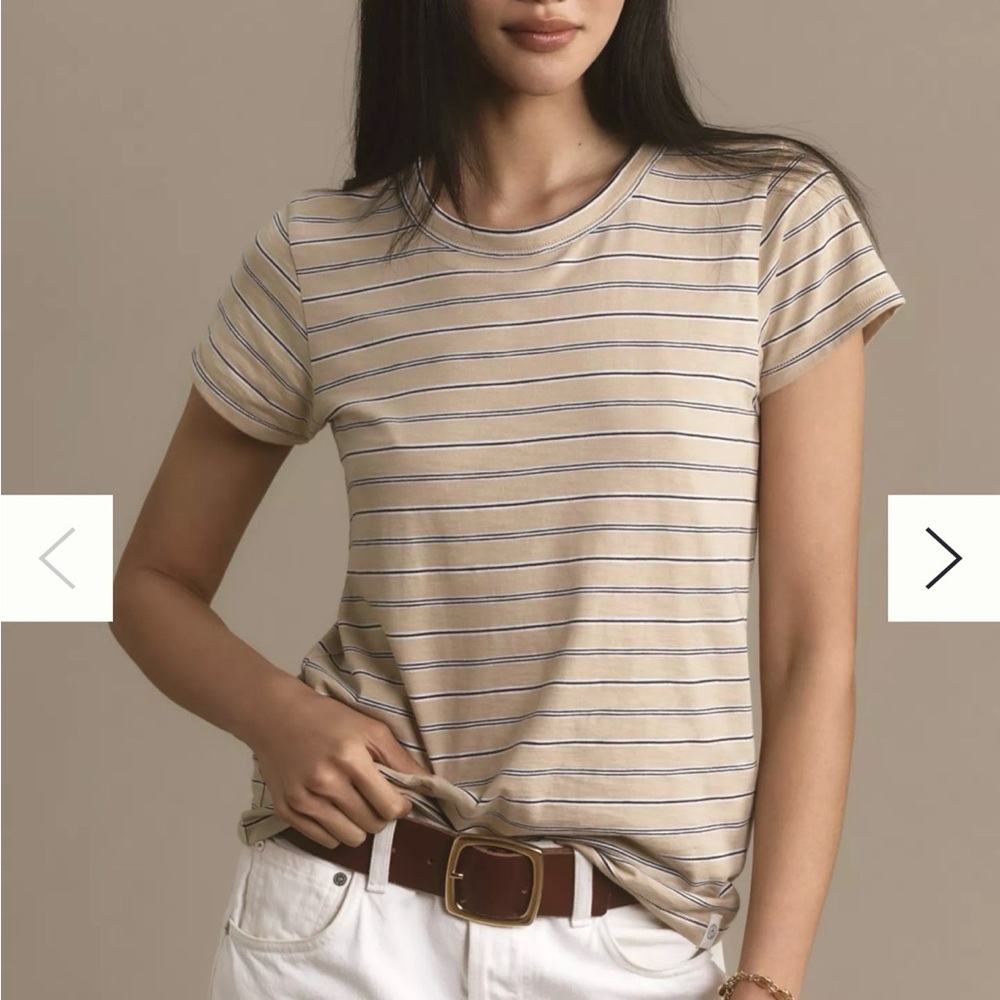 rag & bone Beige and Blue Striped Tee